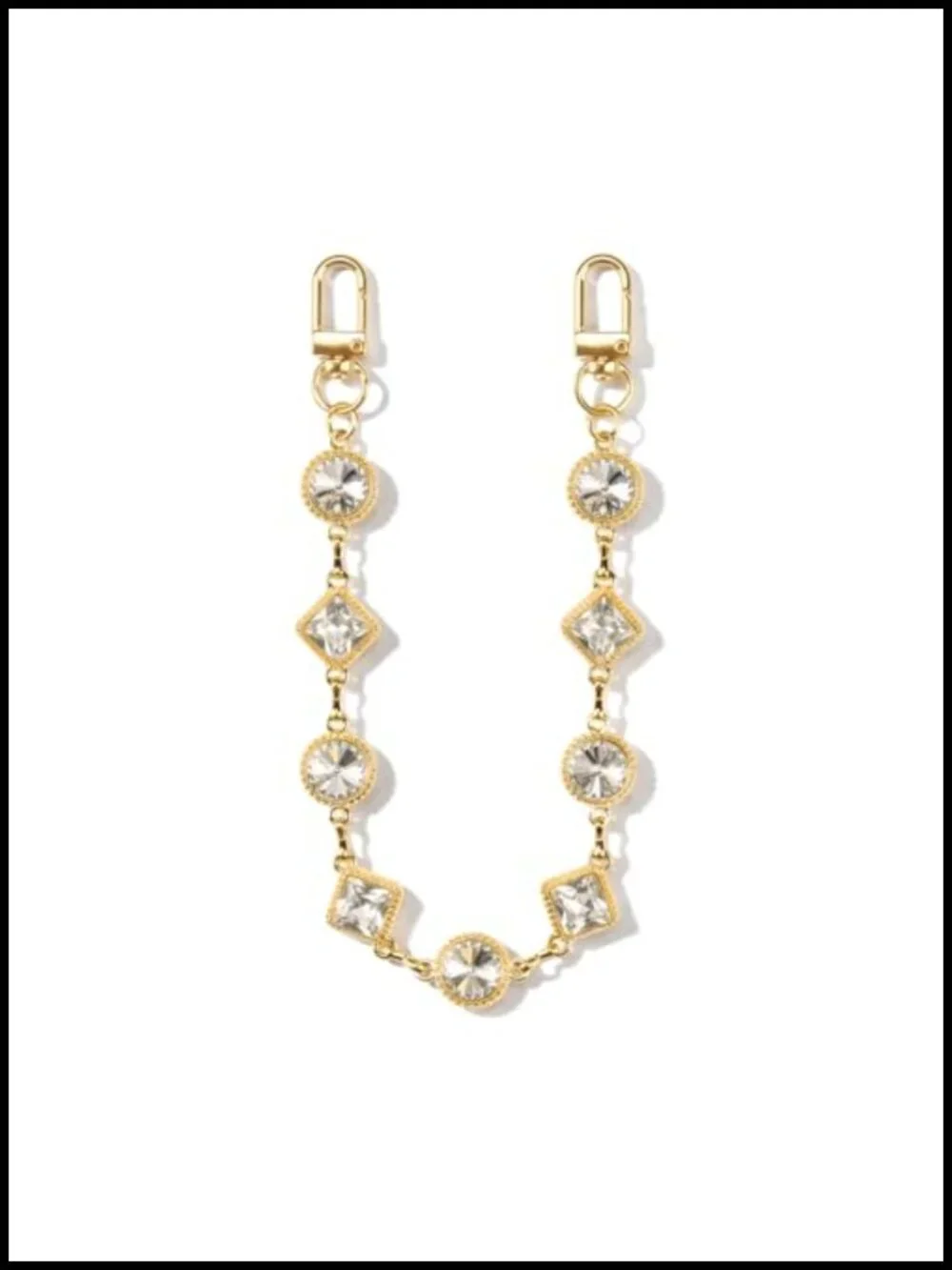 Zircon Bag Chain Charm Purse Strap Shoulder Bag Extender Gold Plated Handbag